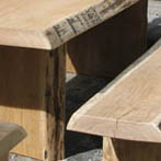 Waney edge seasoned oak table and benches