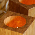 BGO Tealight holders in seasoned oak. £15 a pair