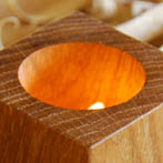 BGO Tealight holders in seasoned oak. £15 a pair