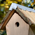BGO Natural Bird Box in seasoned oak with cleft oak roof and lead flashing. £40